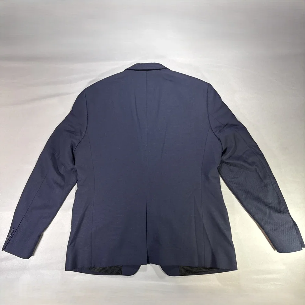Zara Man Blazer Mens 46R Navy Two Button Slim Sport Coat Modern Minimal Formal